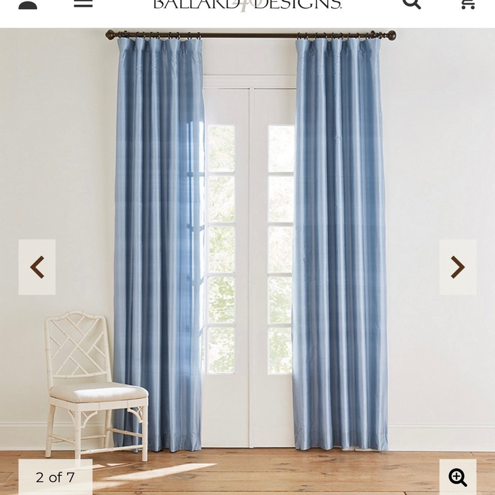 2/2 Ballard Design Dupioni silk Drapery Panel Color Cornflower